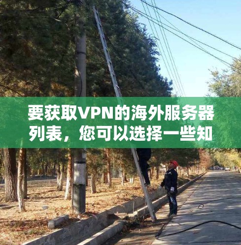 要获取VPN的海外服务器列表，您可以选择一些知名的VPN服务提供商，他们通常会提供多个海外服务器的选择。以下是一些常用的VPN服务提供商和他们的服务器覆盖情况
